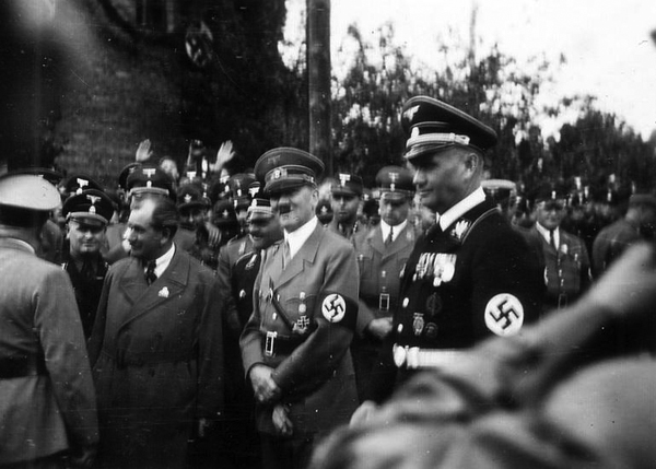 Adolf Hitler and Ferdinand Porsche at the groundbreaking of the Volkswagen Beetle factory in Fallersleben
